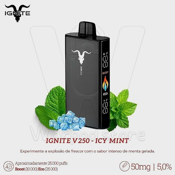 Pod Descartable Ignite V250 Icy Mint 25000 puff 5% - Imagen 2