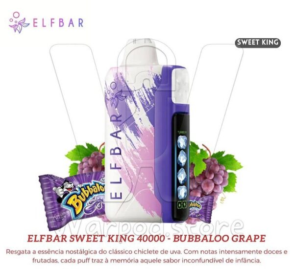 Descartable Elfbar 40K SWEET KING Bubbaloo Grape 40000 puff 5% - Imagen 2
