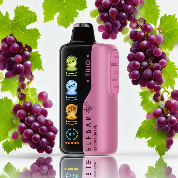 Descartable Elfbar Trio Sakura Grape 40000 puff 5% - Imagen 2