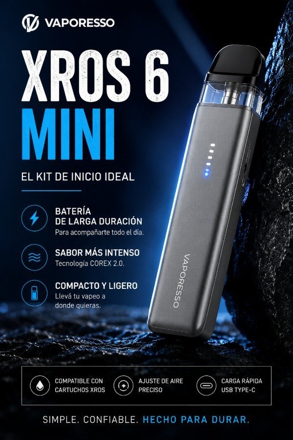 Pod Kit Vaporesso Xros 6 Mini Black & Pink (Adicionando 10k te llevas de regalo Salt Halo o Kings Crest) - Imagen 2