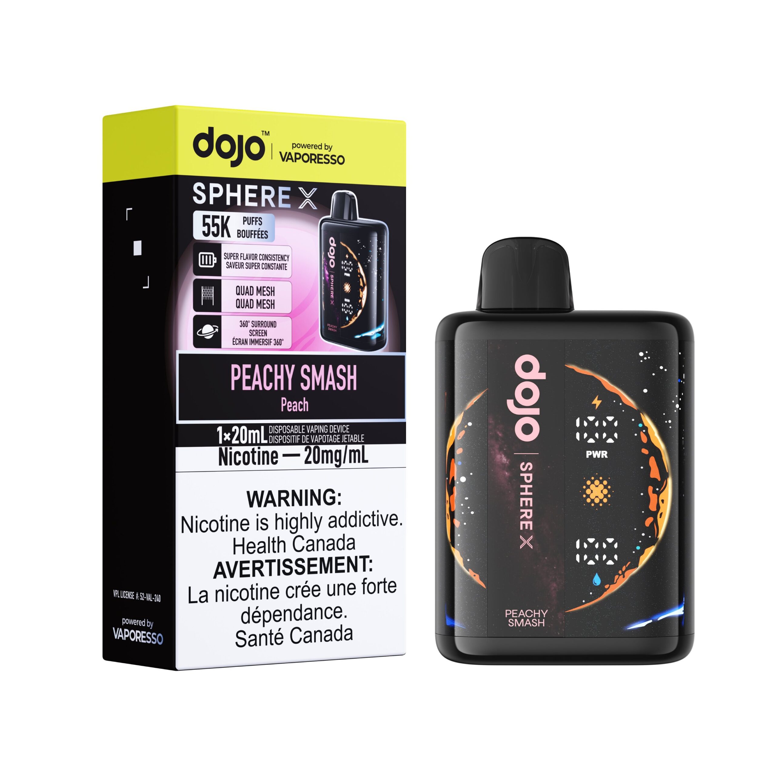 Pod Descartable Peach Smach Vaporesso Dojo Sphere x 40K 5%